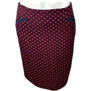 Talbots Red and Navy Dot Wool Skirt